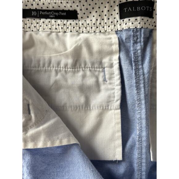 Talbots Perfect Crop Pant chambray Blue Curvy Fit Stretch Button Hem Size 10 - Picture 9 of 11